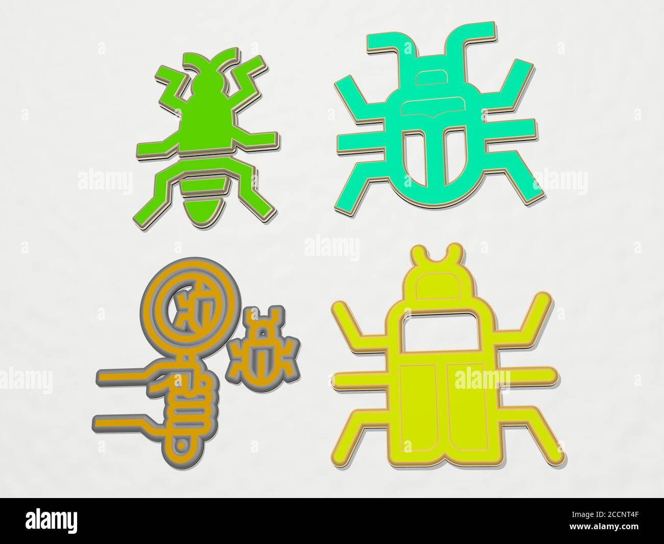 Jeu d'icônes insecte 4, illustration 3D Banque D'Images