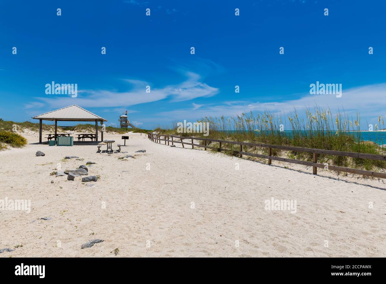 Daytona Beach Florida sable blanc et pique-nique aria Banque D'Images