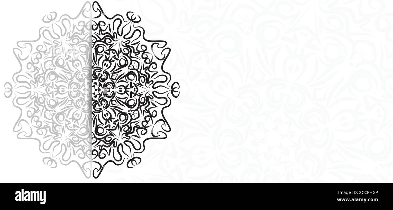 Motif mandala noir et blanc décoratif, en style coupe de papier avec espace pour le texte. Format vectoriel EPS10 Illustration de Vecteur