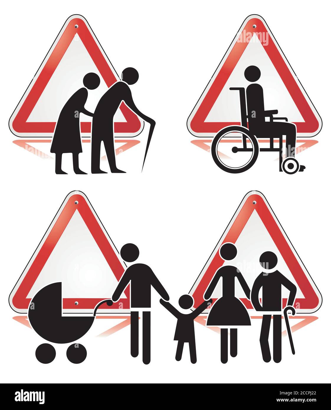 Signe des symboles avec des personnes handicapées Illustration de Vecteur