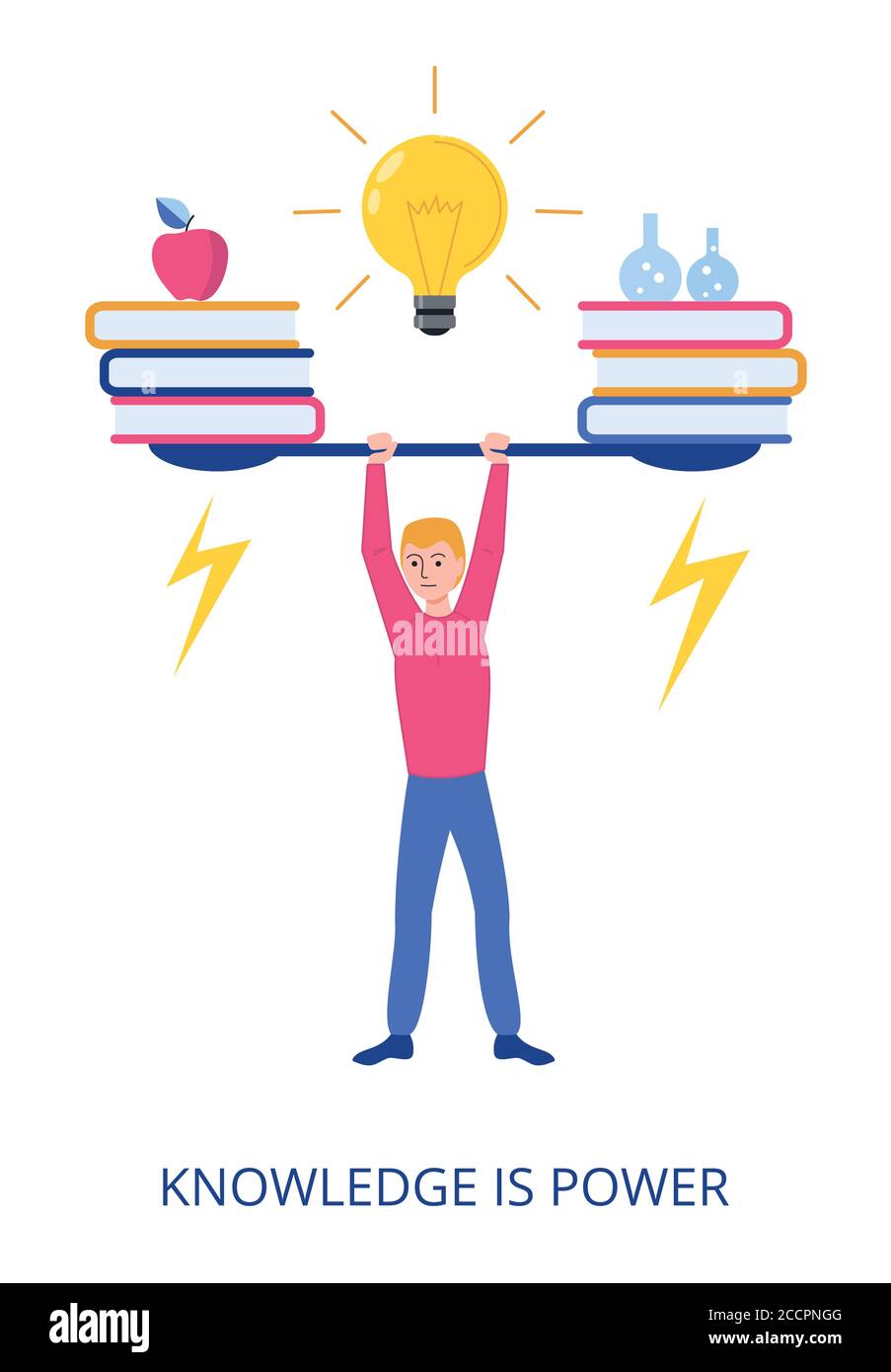 Knowledge is Power concept, gros plan sur l'illustration vectorielle de conception plate Illustration de Vecteur