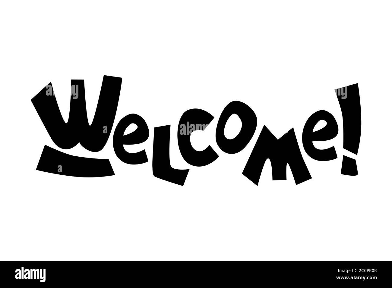 Inscription vectorielle de bienvenue sur fond blanc, composition originale  et ludique. Lettrage noir et blanc à la main. Bannière ou signal d'entrée  de porte Image Vectorielle Stock - Alamy