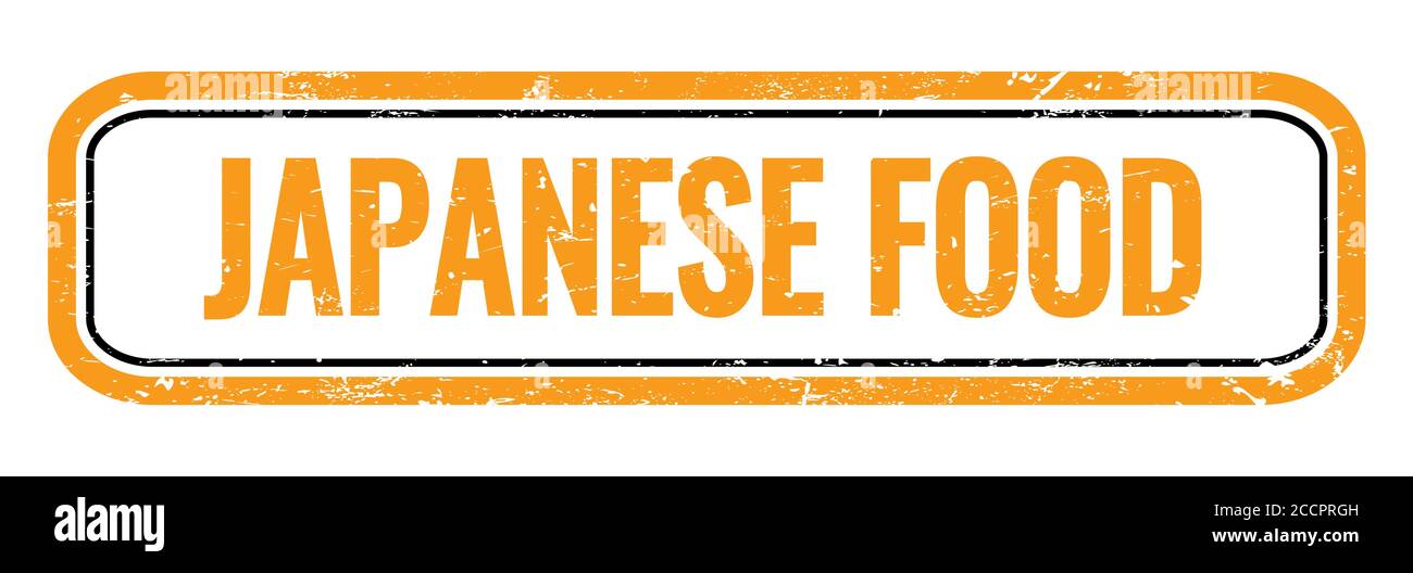AFFICHE pour cachet rectangulaire ORANGE GRUNGY DE LA NOURRITURE JAPONAISE. Banque D'Images