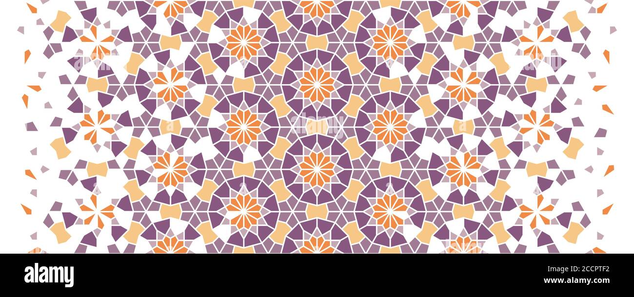 Papier peint mosaïque Maroc, répétition de la bordure vectorielle, motif, fond. Motif géométrique de demi-teintes maroc avec désintégration arabesque de couleur Illustration de Vecteur