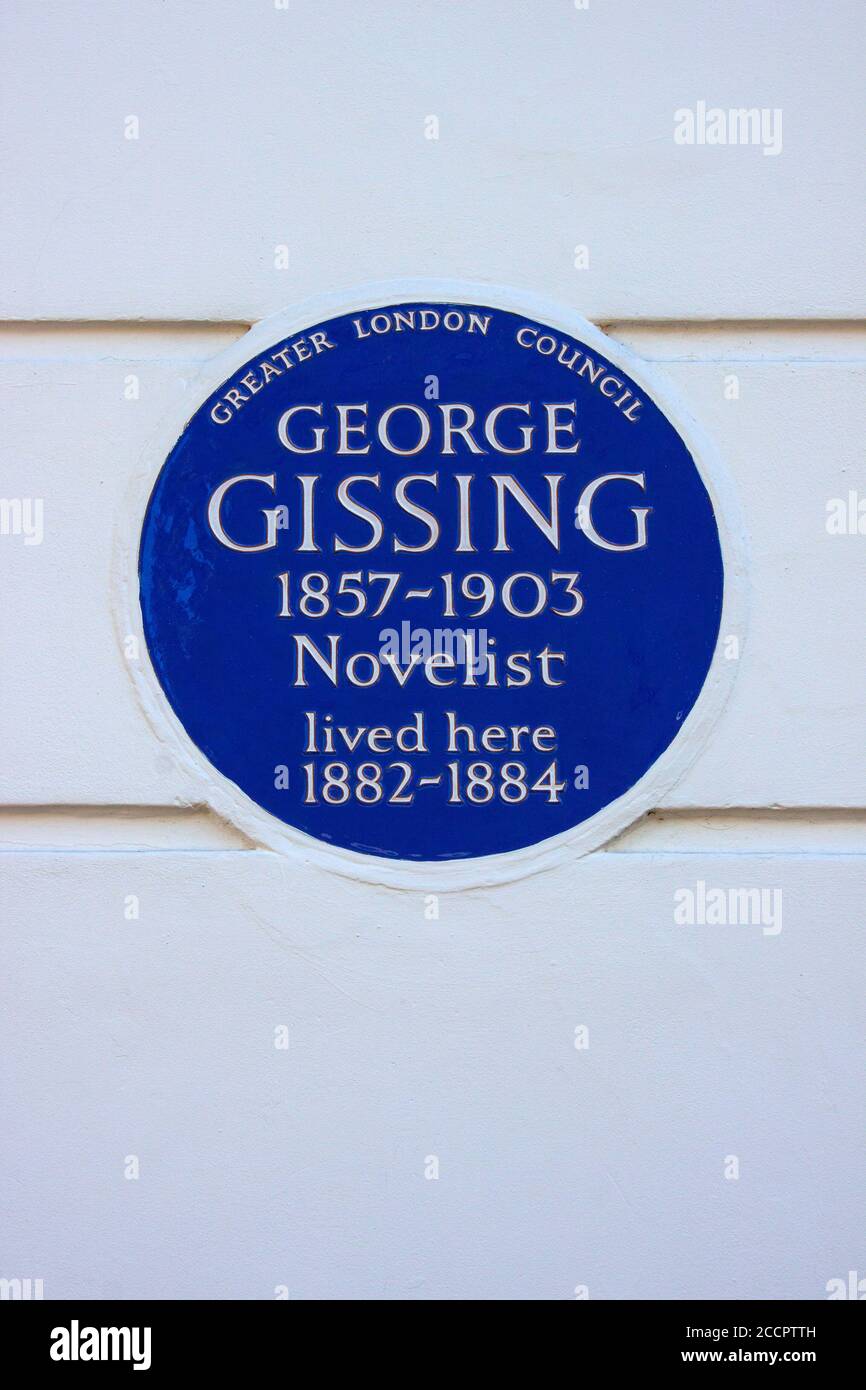 George Gissing, romancier, Blue plaque, Chelsea, Londres Banque D'Images