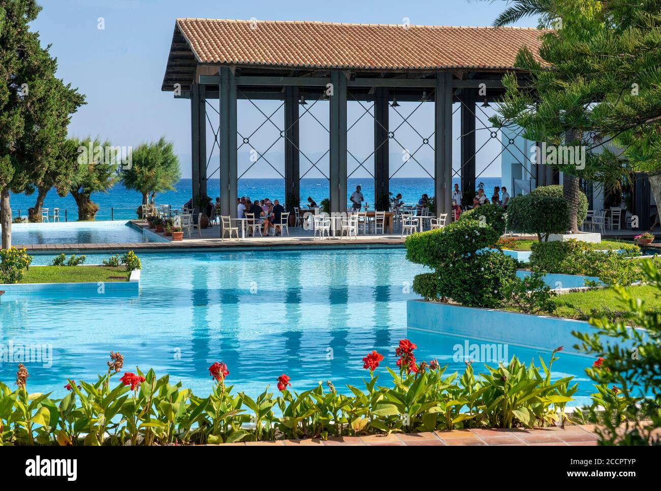 Sunprime Miramare Beach Resort de vacances à Rhodes, Grèce Banque D'Images