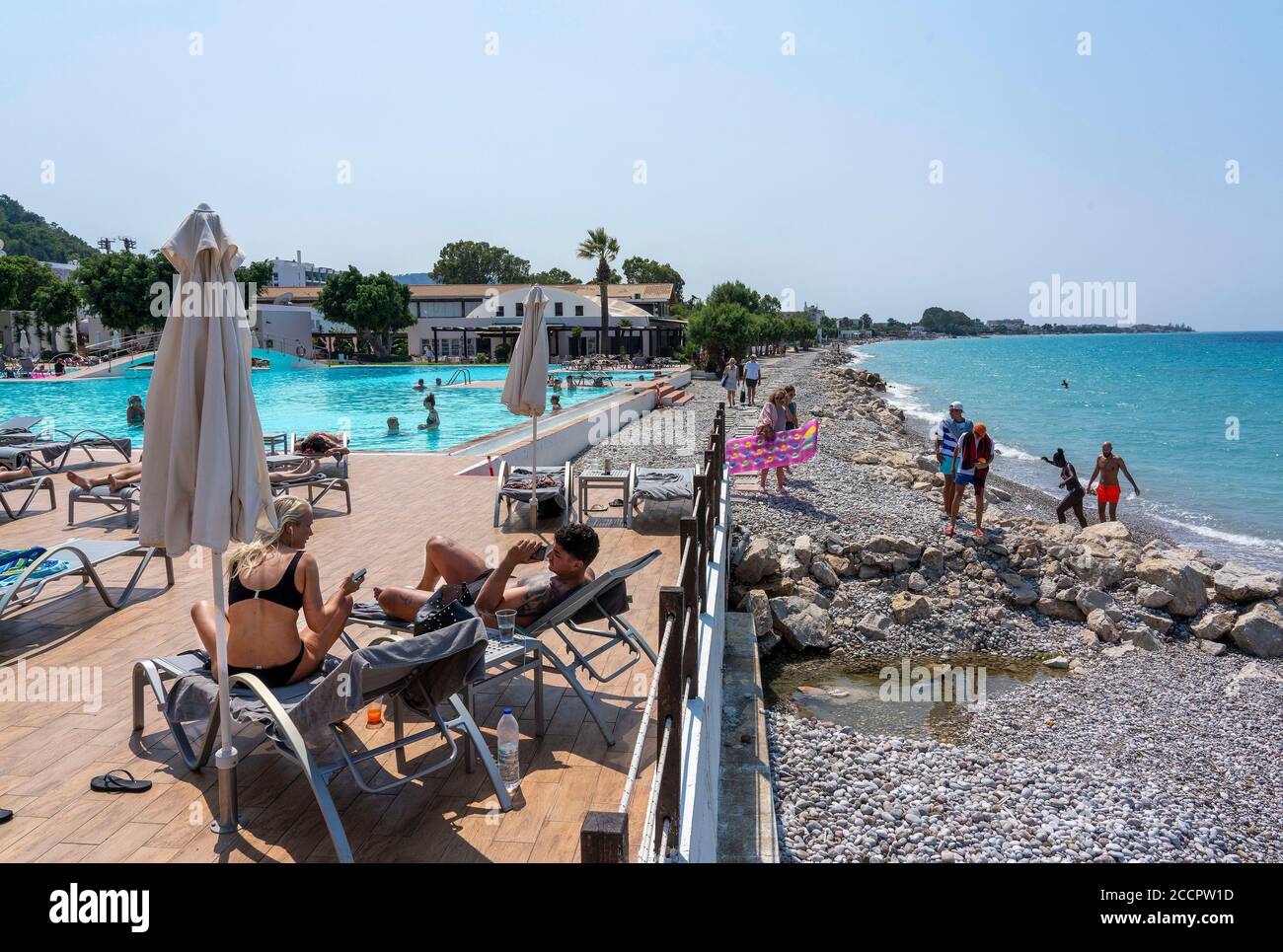 Sunprime Miramare Beach Resort de vacances à Rhodes, Grèce Banque D'Images
