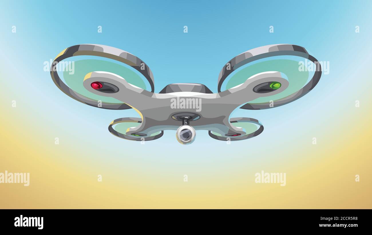 drone blanc sur ciel bleu avec sable Illustration de Vecteur