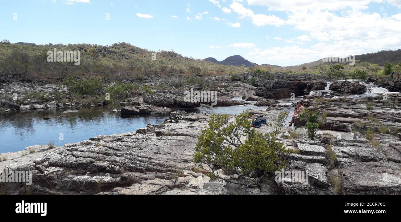 Rivière ruisseau cristal eau claire Goias état Brésil Banque D'Images