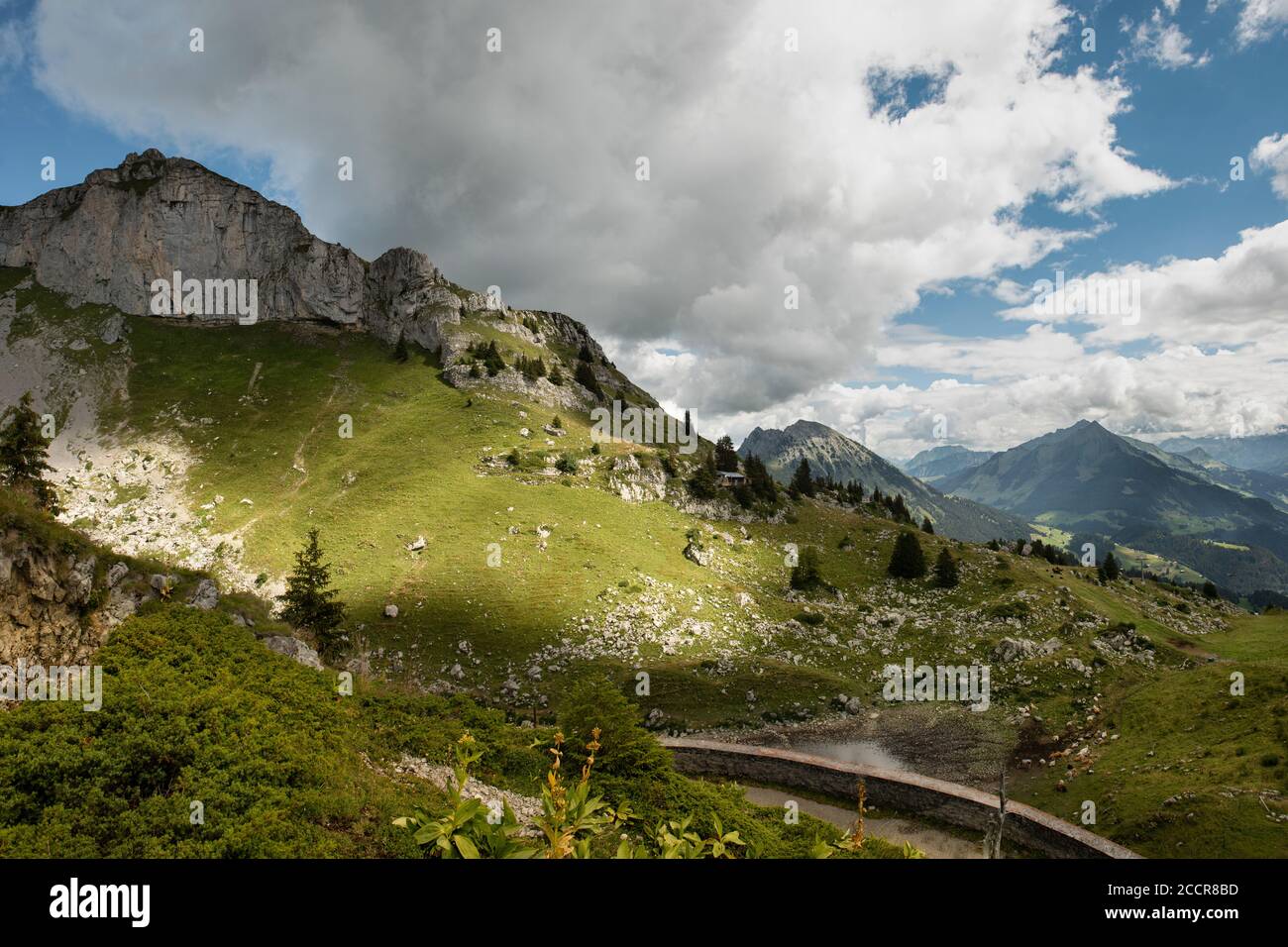 Un sentier de randonnée autour de la montagne Berneuse, en Suisse Banque D'Images