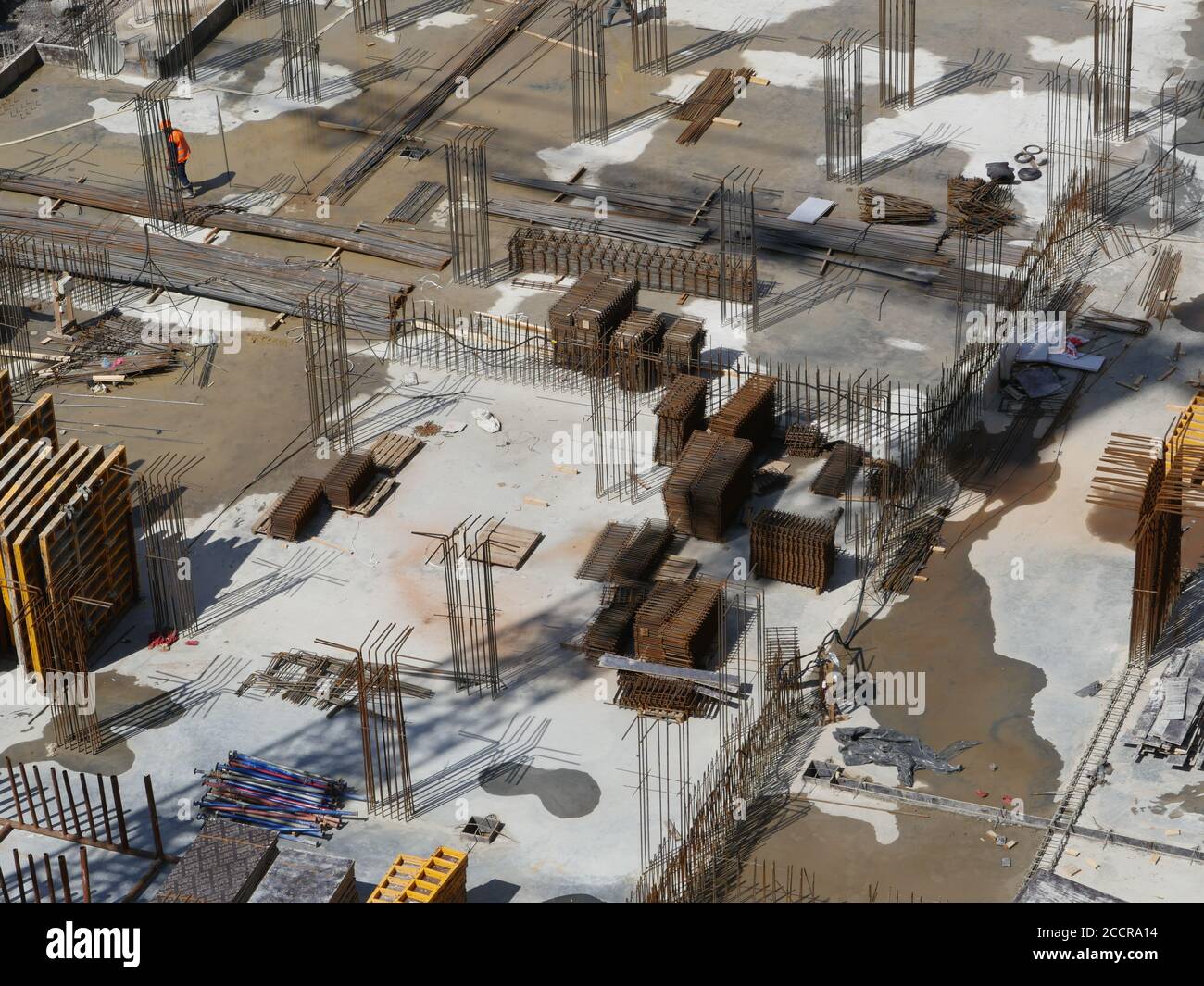 vue de dessus de la fondation du chantier de construction Banque D'Images