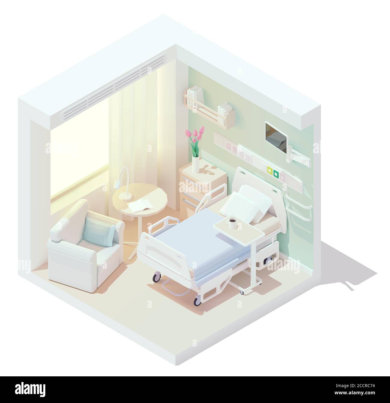 Salle d'hôpital confortable isométrique Vector Illustration de Vecteur