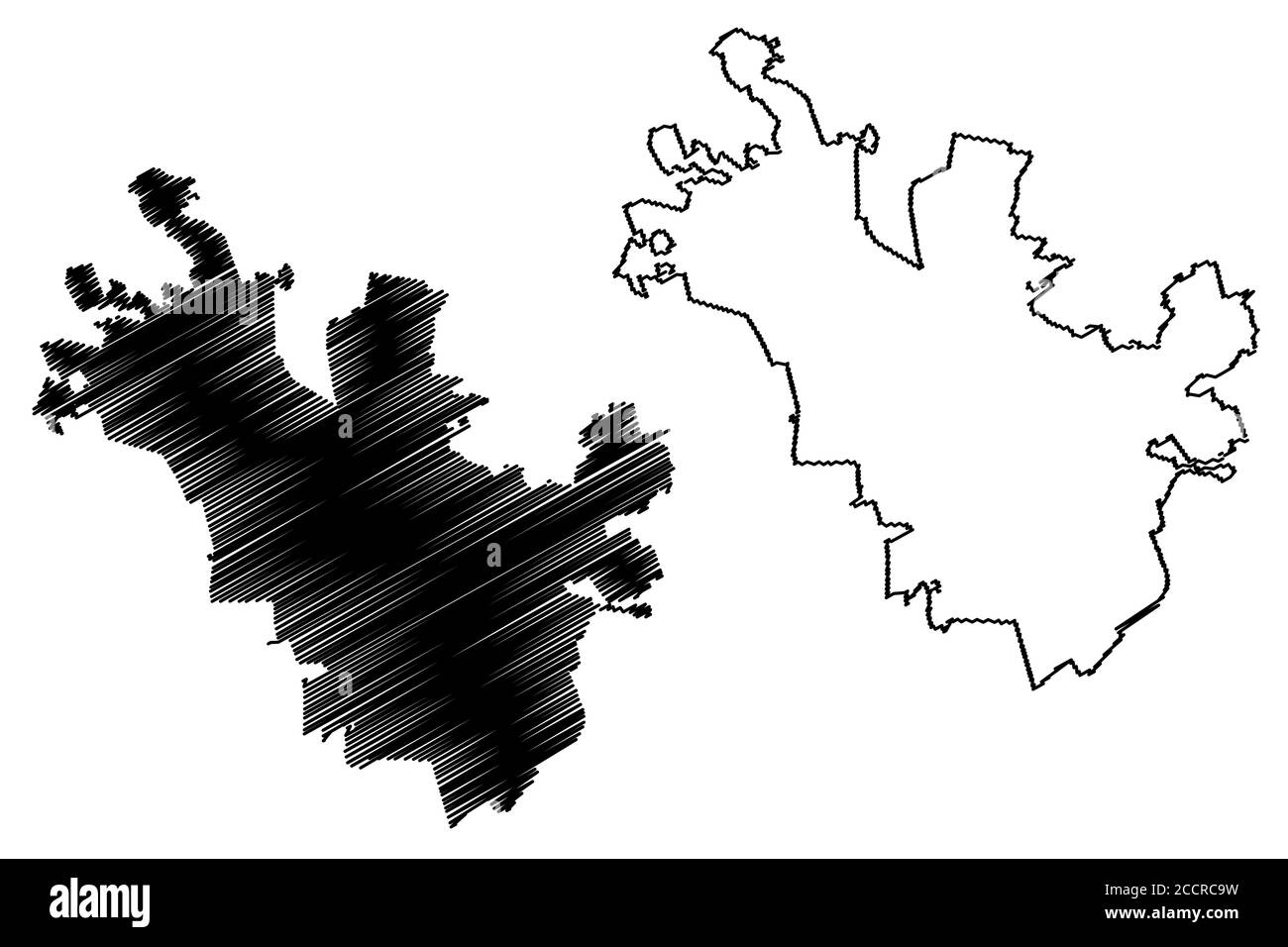Illustration vectorielle de la carte de la ville de Queretaro (États-Unis du Mexique, État de Queretaro), croquis de scribble carte de la ville de Santiago de Queretaro Illustration de Vecteur