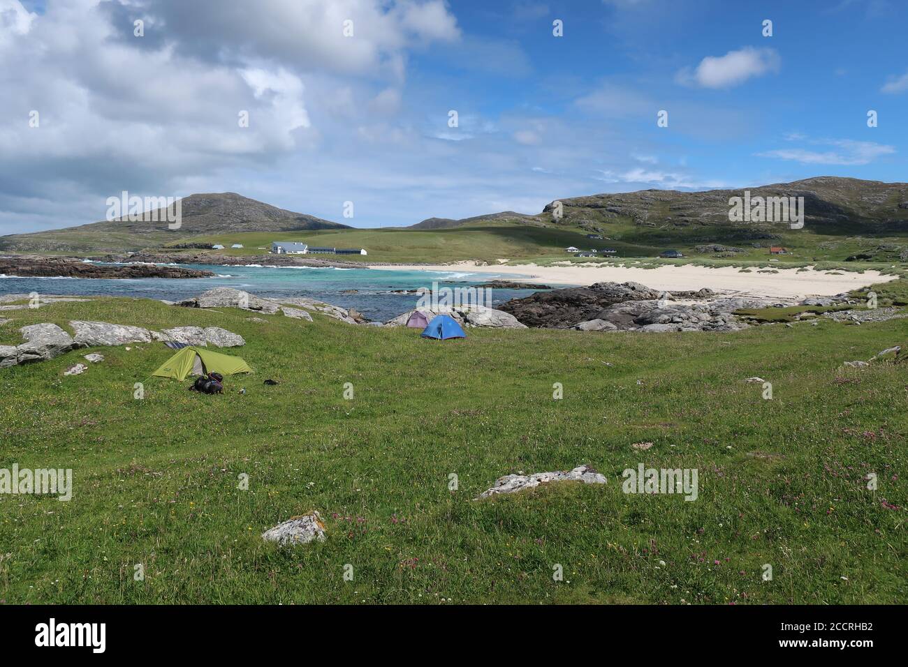 camping sauvage. Halaman Bay Bagh Halaman. La Hebridean Way. île de Barra. Brides extérieures. Highlands. Écosse. ROYAUME-UNI Banque D'Images