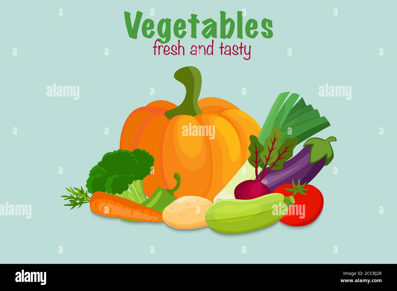 Bannière avec légumes vectoriels. Concept alimentation saine. Illustration de Vecteur