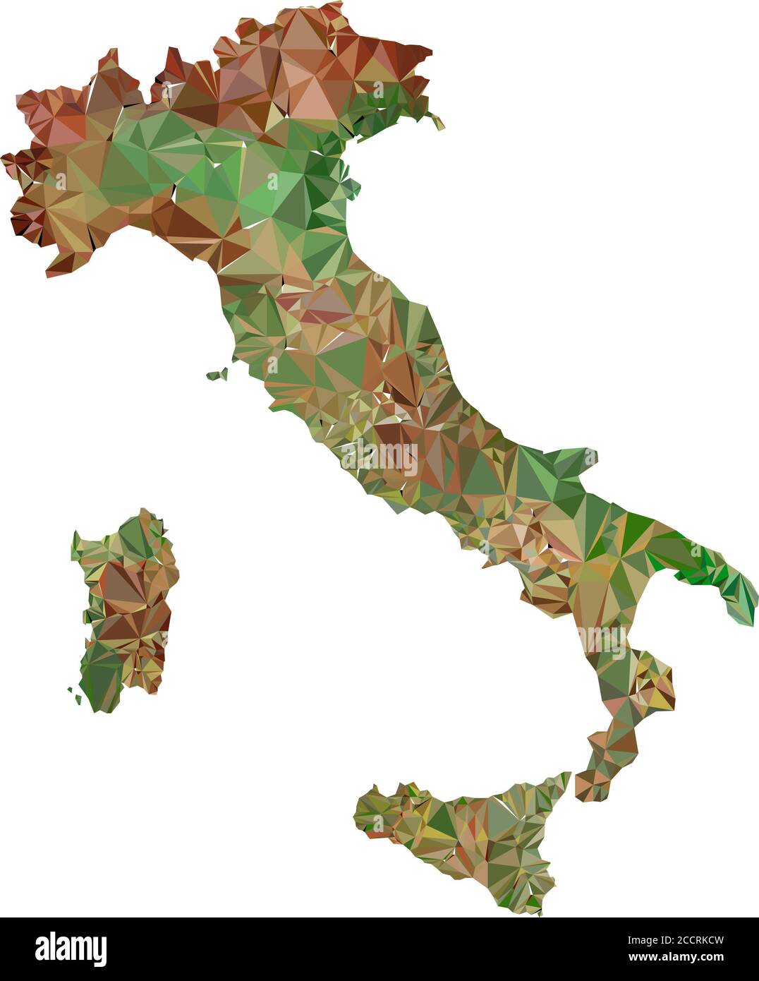 Carte de l'Italie technique de Poly basse Banque D'Images