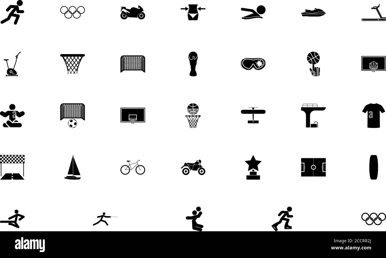 Sport concept objets noir ensemble de couleurs Uni style illustration vectorielle Illustration de Vecteur