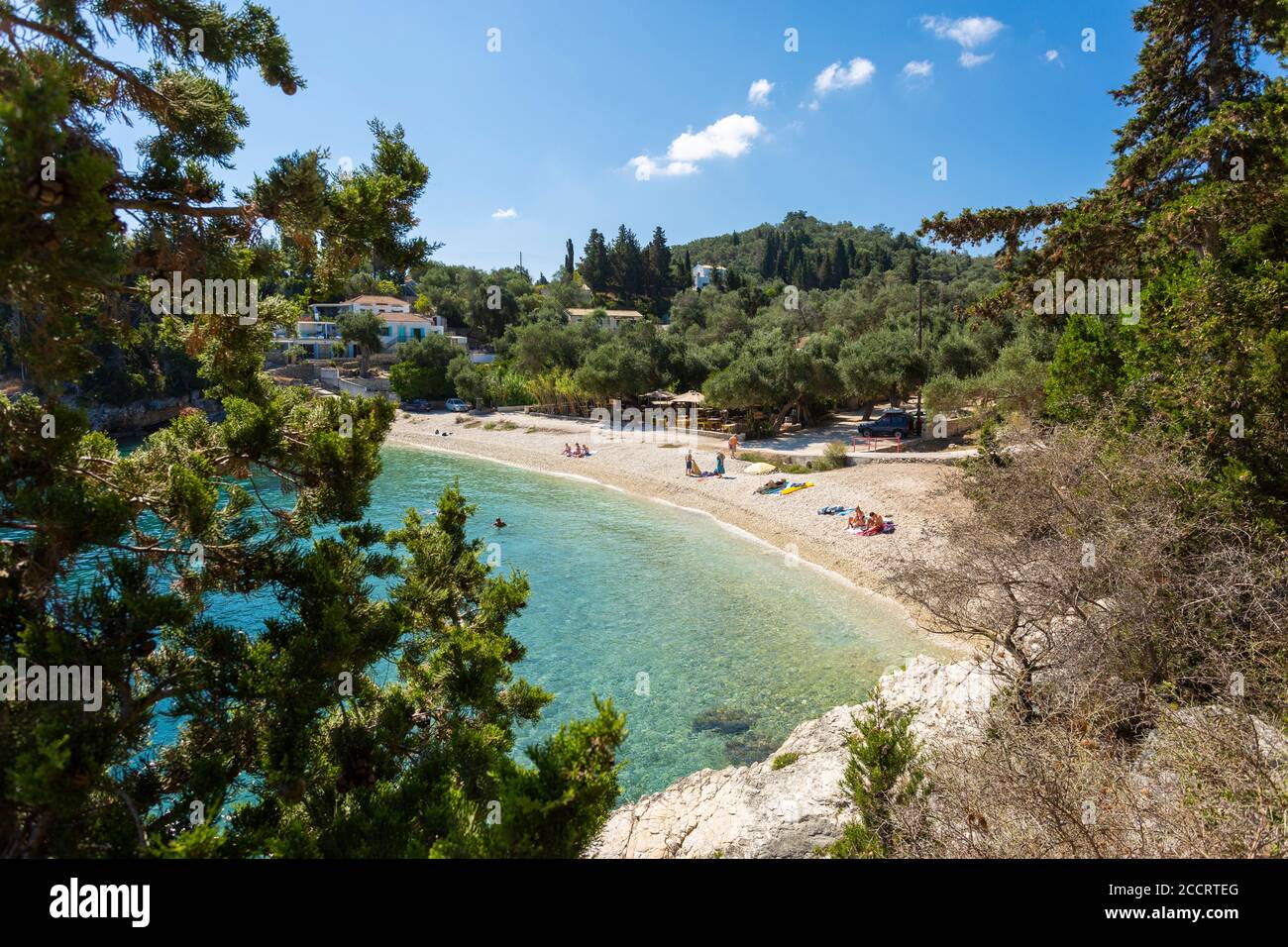 Plage de Levrechio près de Longos, Paxos, Iles Ioniennes, Grèce Banque D'Images