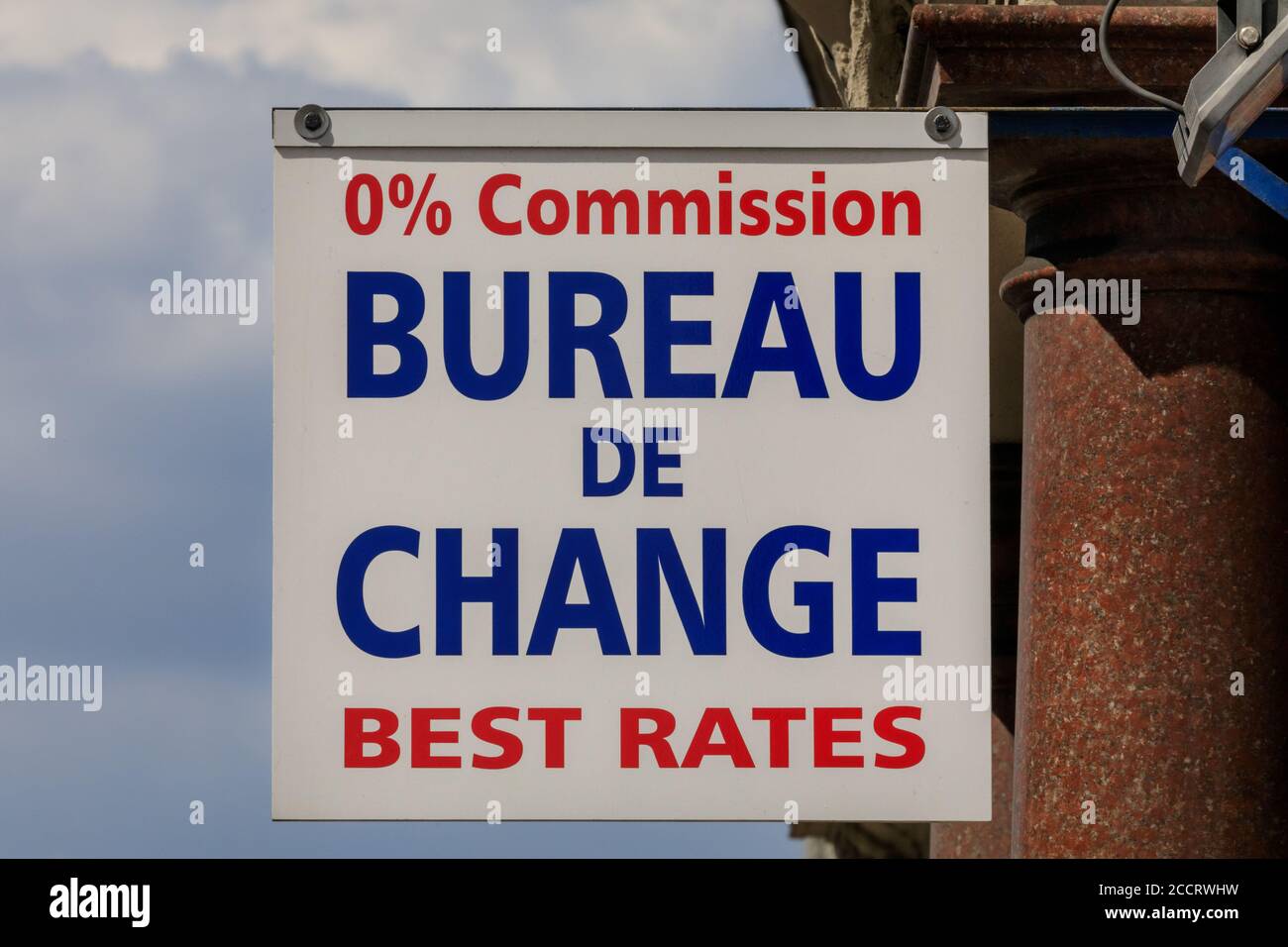 Panneau de change Bureau de change, Londres, Royaume-Uni Banque D'Images