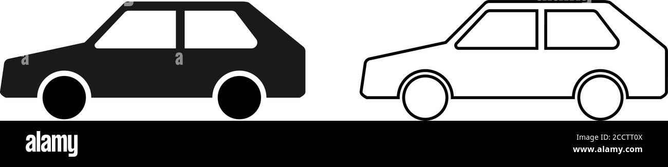 Icône de voiture simple en noir et blanc Illustration de Vecteur