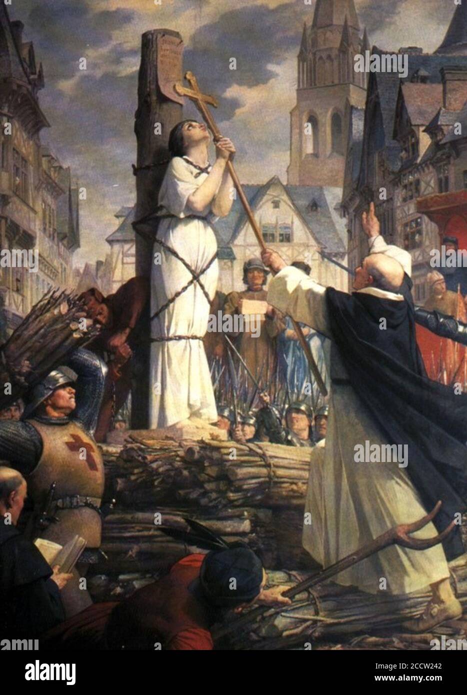 Jeanne d'arc brûlant en jeu. Banque D'Images