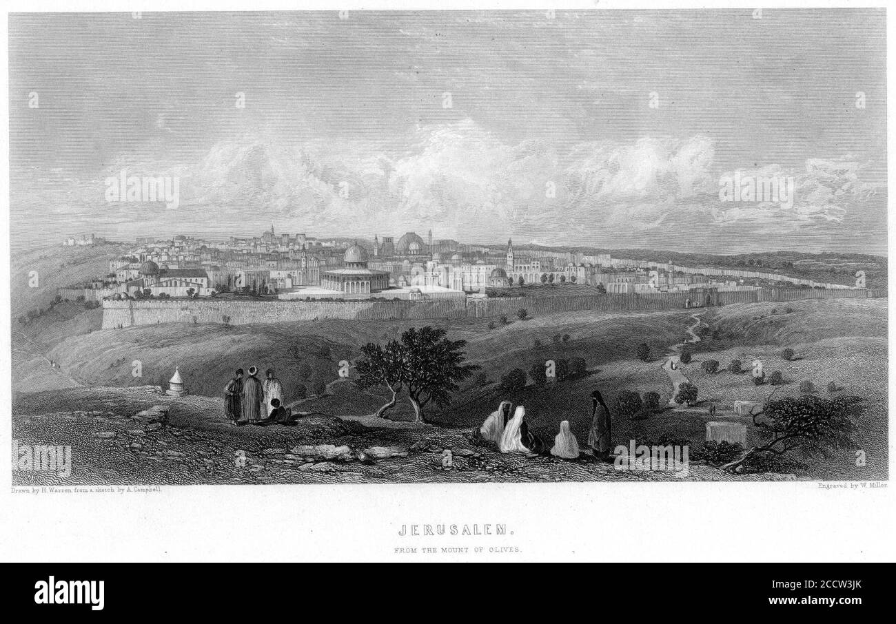 Gravure de Jérusalem par William Miller d'après H Warren. Banque D'Images