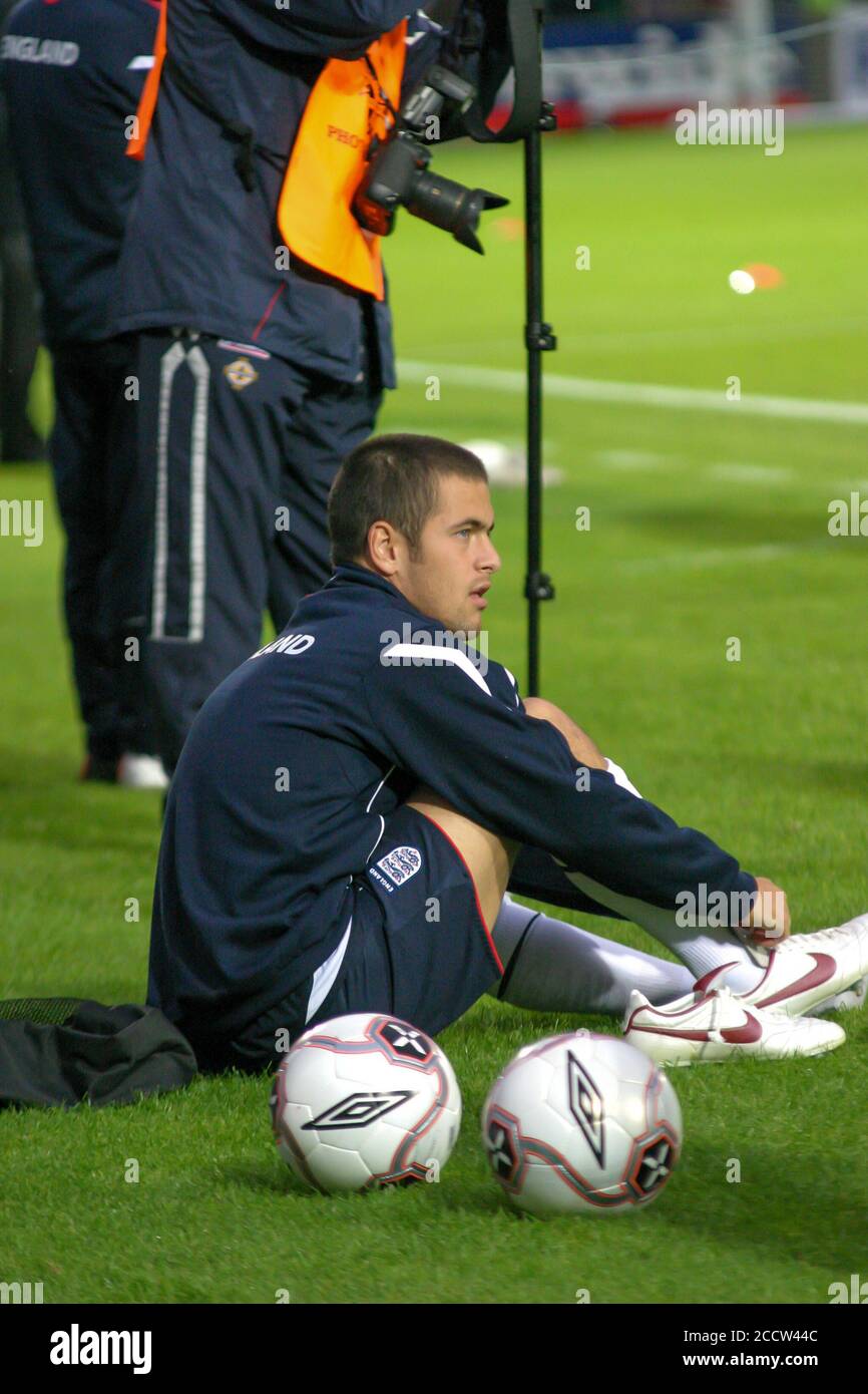 07 septembre 2005. Windsor Park, Belfast, Irlande du Nord. Football international – coupe du monde de la FIFA 2006 Groupe 6 qualificateur, Irlande du Nord 1 Angleterre 0. Joe Cole Angleterre match international de football Belfast 2005. Banque D'Images