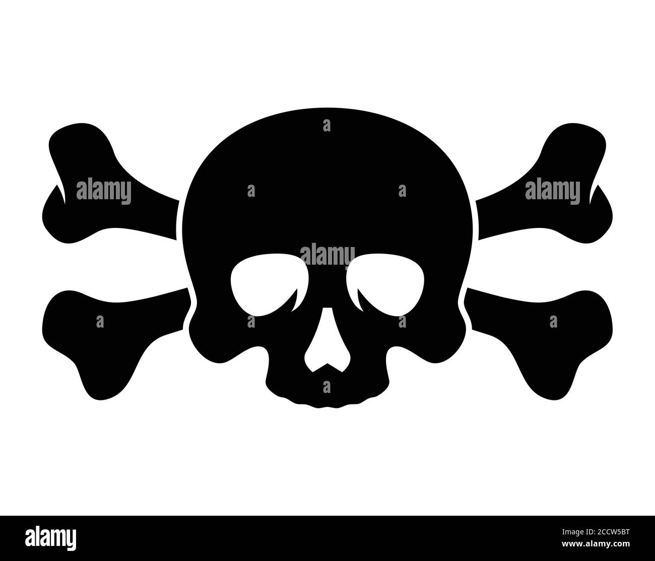 Silhouette d'un crâne et d'un crossbone sur fond blanc. Illustration vectorielle Illustration de Vecteur