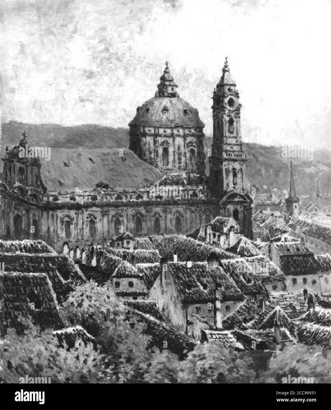 Jaroslav Simunek 1872-1939 - Kostel sv. Mikulase contre Praze. Banque D'Images