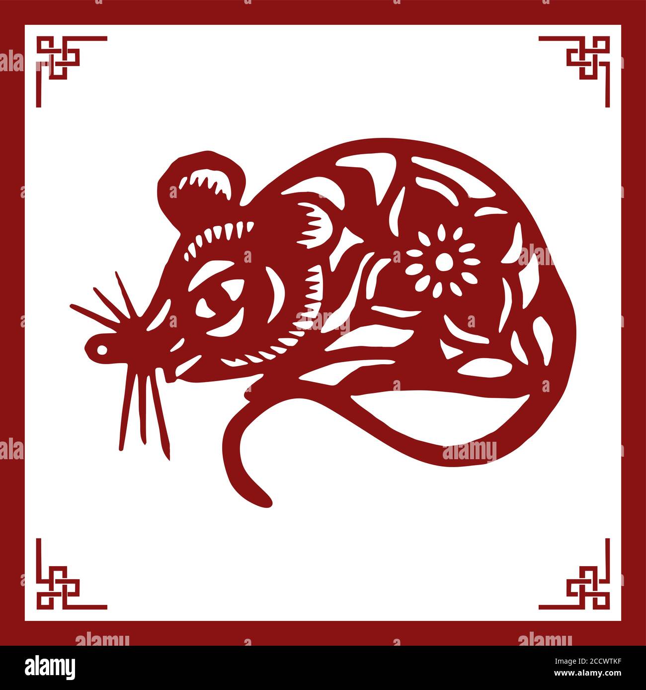 L'illustration chinoise classique du style de papier, UN Rat de dessin, le Zodiac chinois Illustration de Vecteur