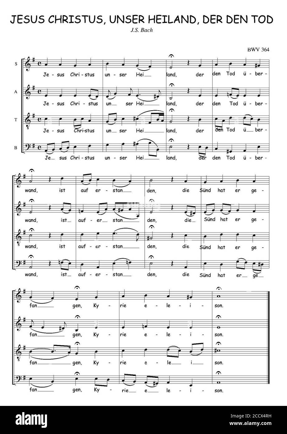 Jésus Christus, unser Heiland, der den Tod überwand (Bach). Banque D'Images