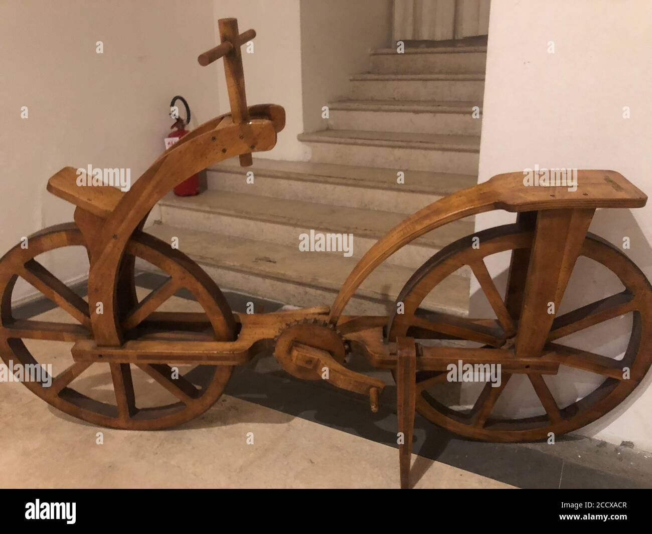 Leonardo da Vinci Bicycle innovations, exposition au musée Leonardo à Vinci, Toscane, Italie. Banque D'Images