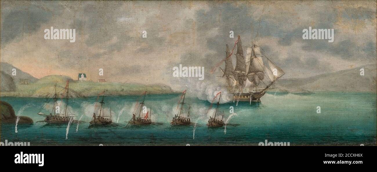 Johan Christian Dahl - la bataille navale d'Alvøen - Slaget ved Alvøen Banque D'Images