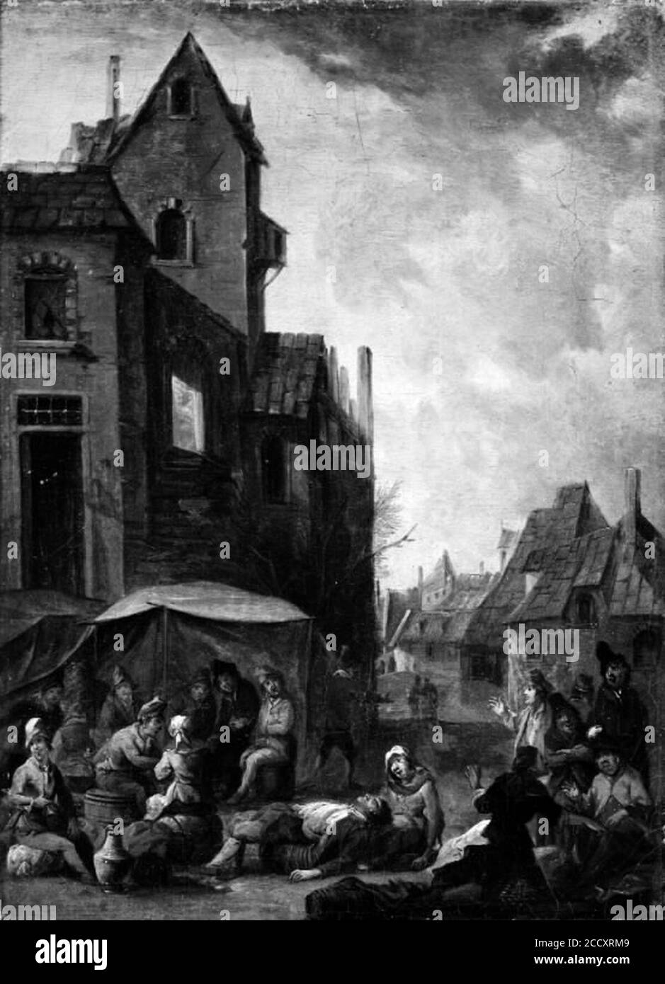 Johann Graff - l'intérieur d'un village. Lecteurs de cartes Banque D'Images