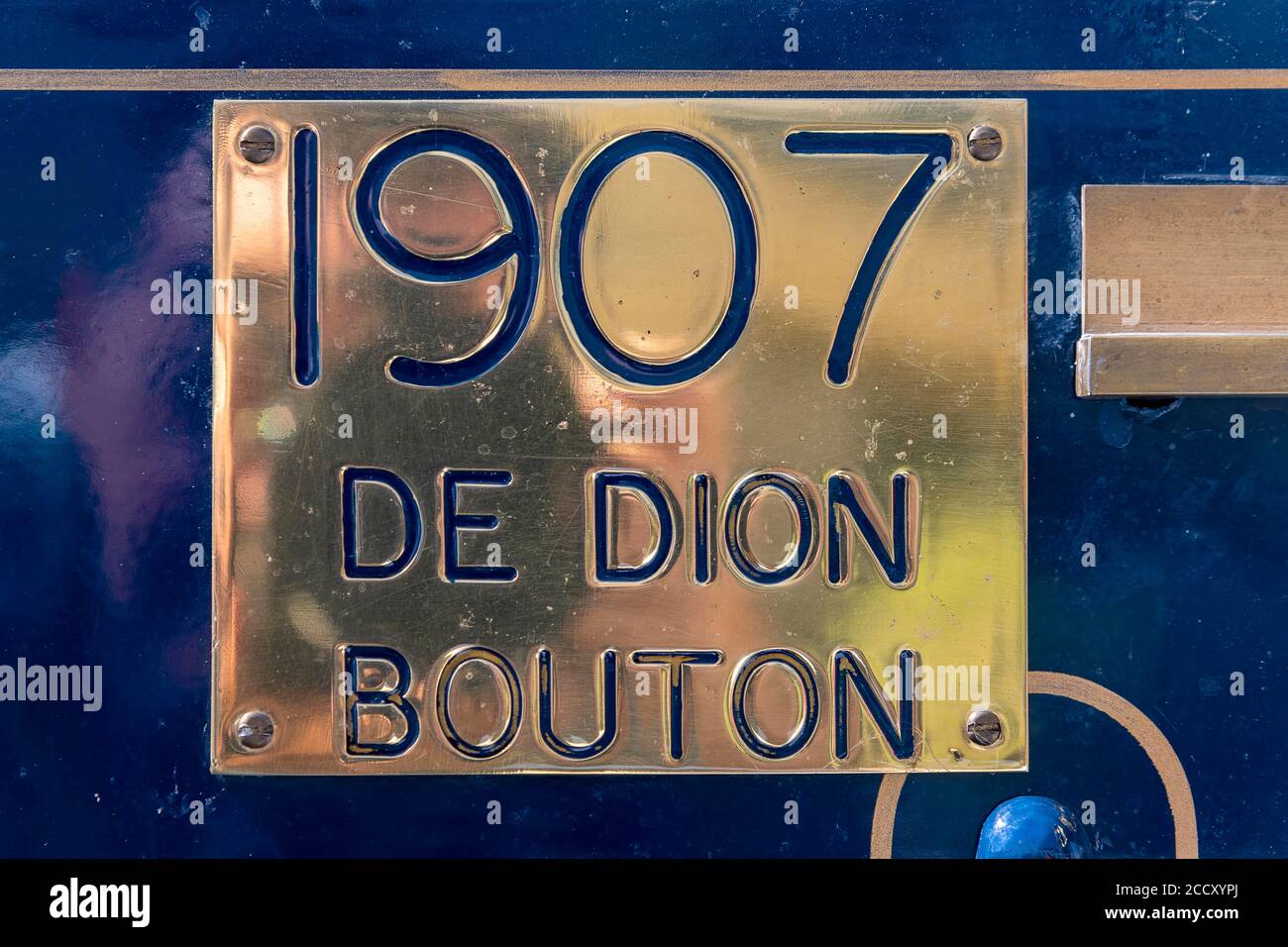 Oldtimer de Dion Bouton au, construit en 1907, 1 cylindre, capacité 942 ccm, puissance 8 ch, max 50 km/h sur route plate, inclinaison max 9-10 %, 3 rapports, détail Banque D'Images