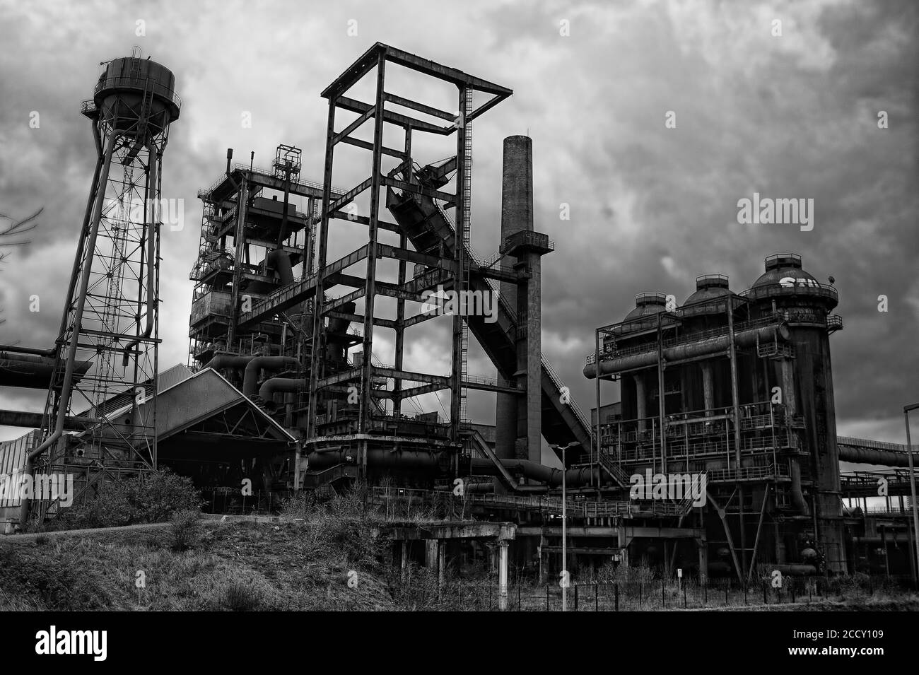 Ancienne usine de haut fourneau, aciéries, zone industrielle, Phoenix-West, Hoerde, Dortmund, région de la Ruhr, Rhénanie-du-Nord-Westphalie, Allemagne Banque D'Images