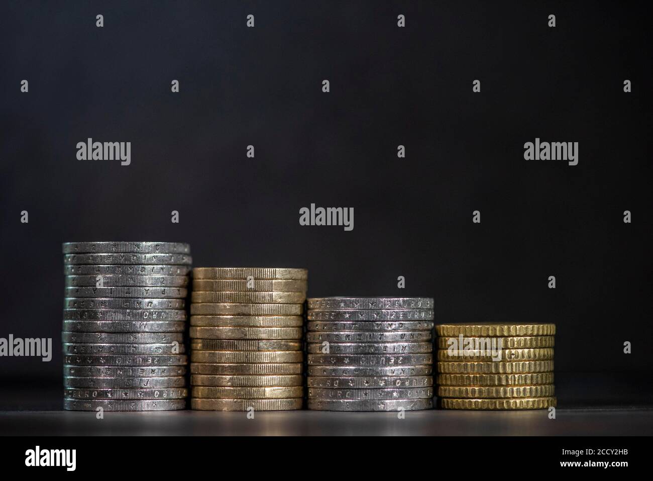 Pile de pièces, pièces en euros, Allemagne Banque D'Images