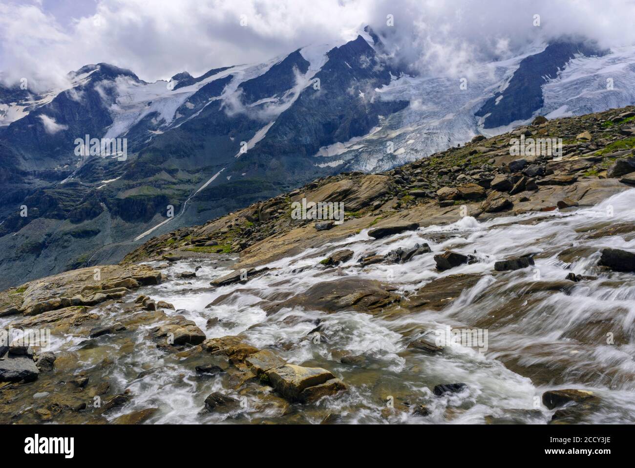 Glacier, glacier de Pasterze, parc national Hohe Tauern, Alpes, Heiligenblut, Carinthie, Autriche Banque D'Images