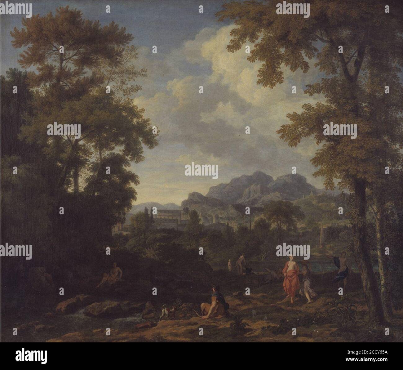 Johannes Glauber - Paysage classique avec Diana (^) et elle Nymphes Banque D'Images