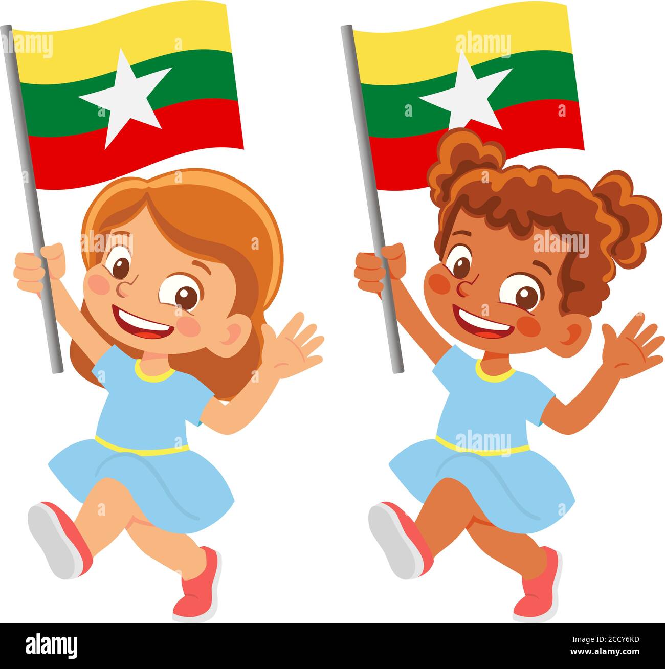 Drapeau birman dans la main Illustration de Vecteur