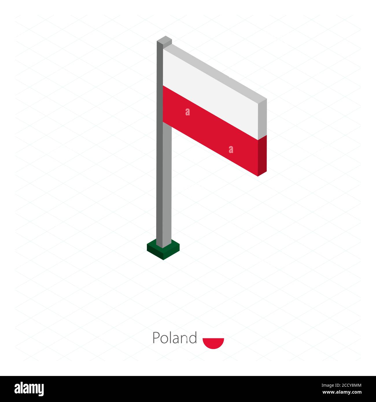 Pologne drapeau sur Flagpole dans la dimension isométrique. Fond bleu isométrique. Illustration vectorielle. Illustration de Vecteur