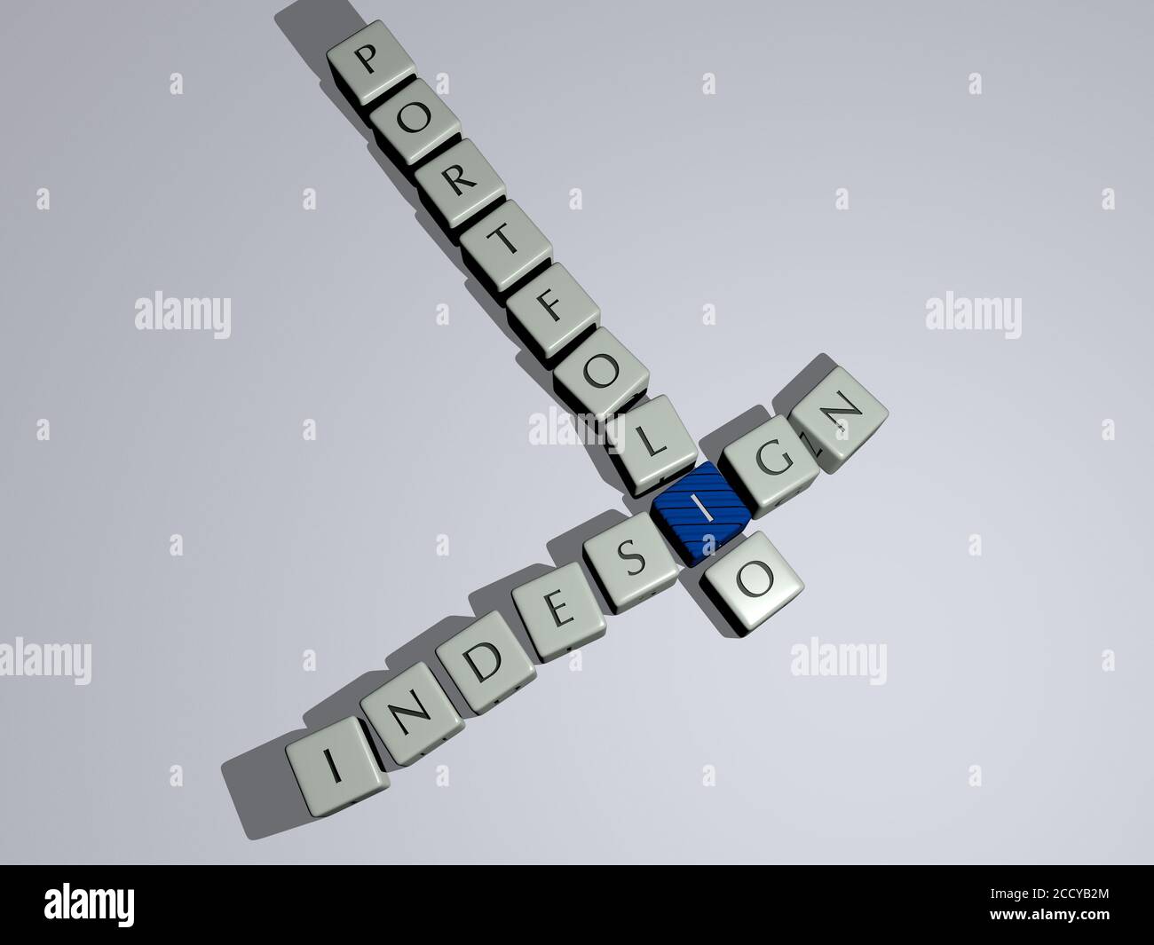 portefeuille indesign, mots croisés par lettres de dés cubes, illustration  3D Photo Stock - Alamy