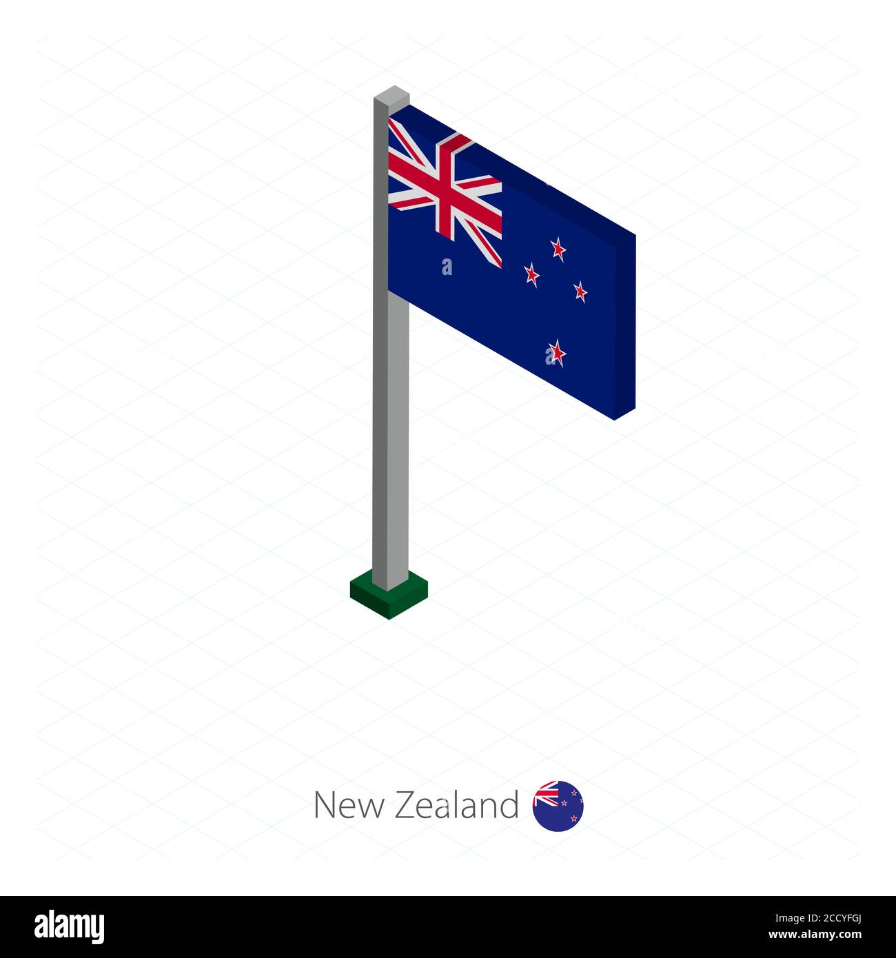 Drapeau de Nouvelle-Zélande sur Flagpole dans la dimension isométrique. Fond bleu isométrique. Illustration vectorielle. Illustration de Vecteur