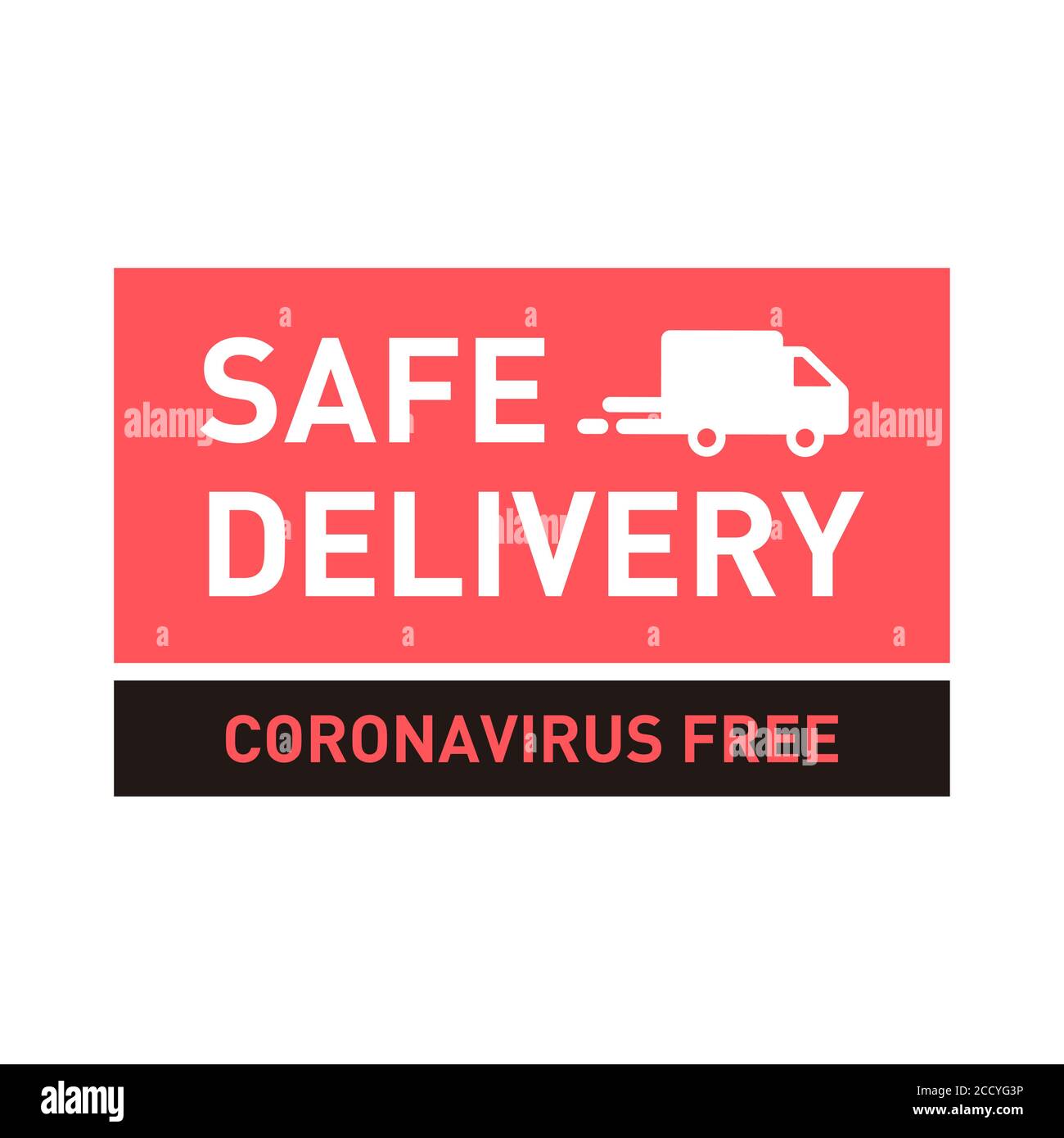 Livraison en toute sécurité. Icône du produit sans coronavirus. Symbole pour les expéditions sans COVID 19. Illustration de Vecteur