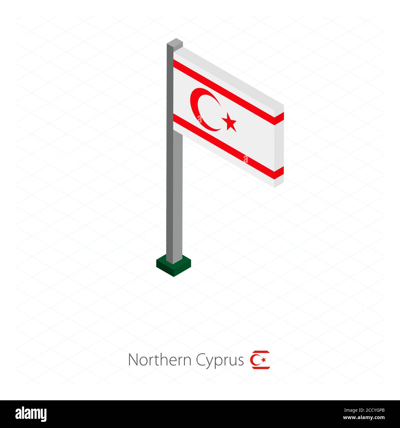 Chypre du Nord drapeau sur Flagpole dans la dimension isométrique. Fond bleu isométrique. Illustration vectorielle. Illustration de Vecteur