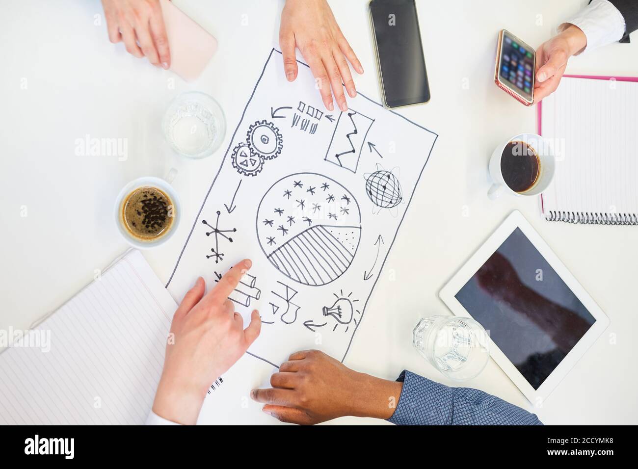 Les gens d'affaires collectent des idées créatives ensemble dans un atelier de brainstorming Banque D'Images