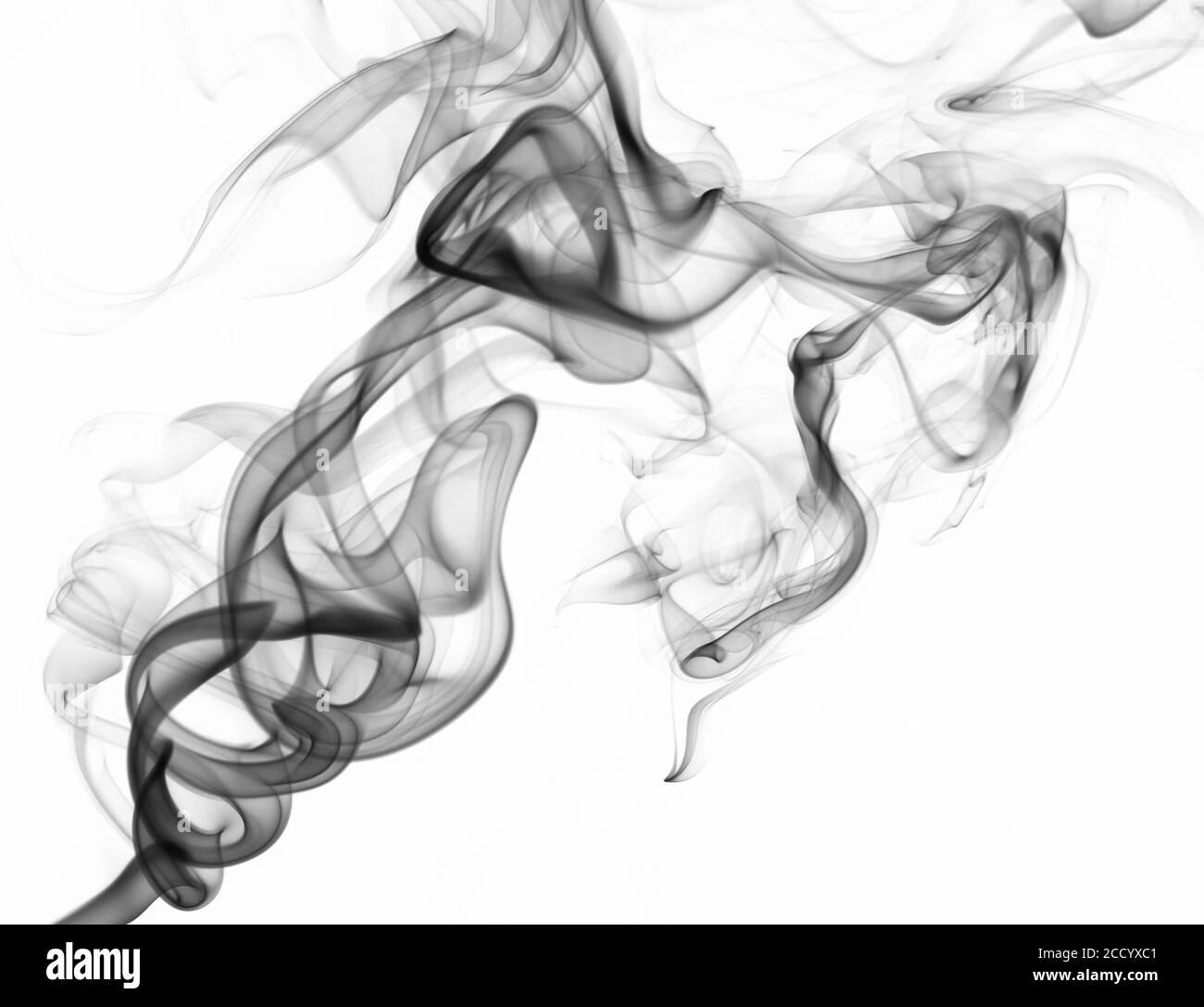 Une aura de fumée soyeuse abstraite sur fond blanc. Nettoyez le papier peint monochrome Banque D'Images