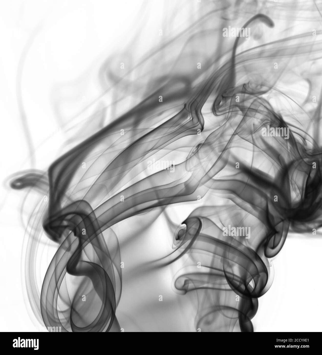 Fond de courbe de fumée gris de forme lisse isolé sur blanc Banque D'Images