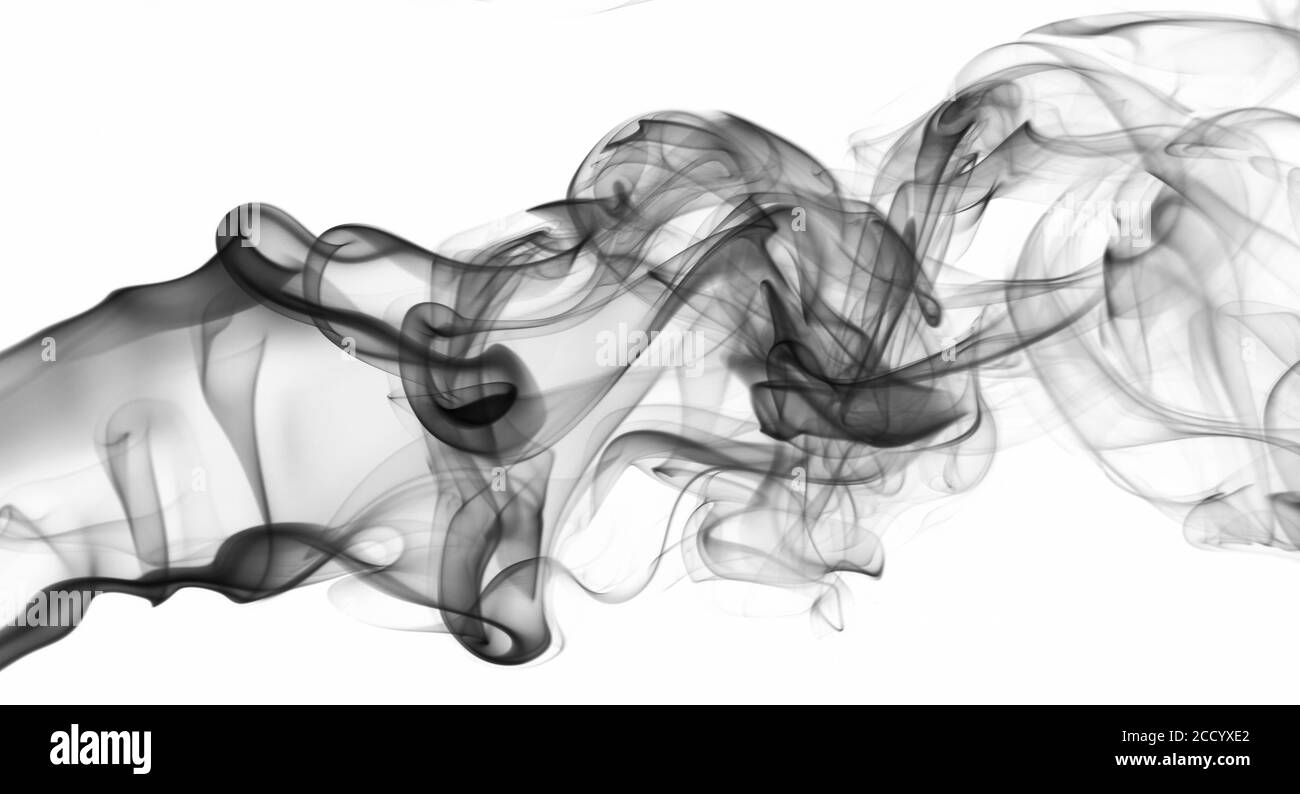 Arrière-plan élégant de fumée grise, isolé sur blanc Banque D'Images