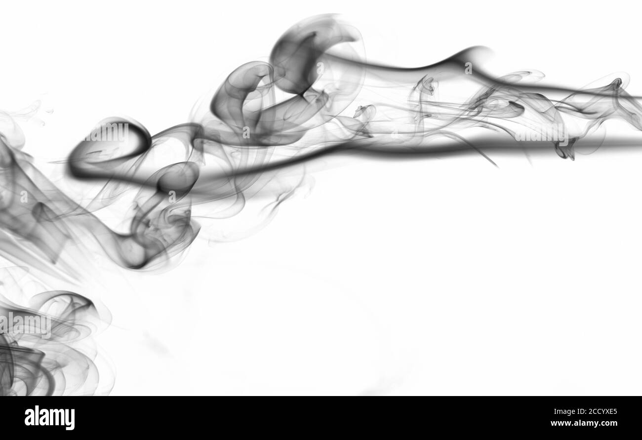 Mystère gris fumée tourbillon arrière-plan isolé sur blanc Banque D'Images